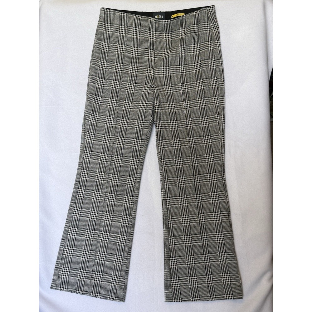 Maeve Anthropologie Plaid Kick Flare Pants Women's M Gray Pull On Ankle Crop
